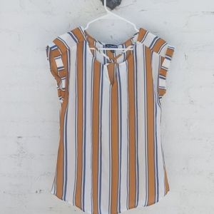 Stripped Short Sleeve Blouse